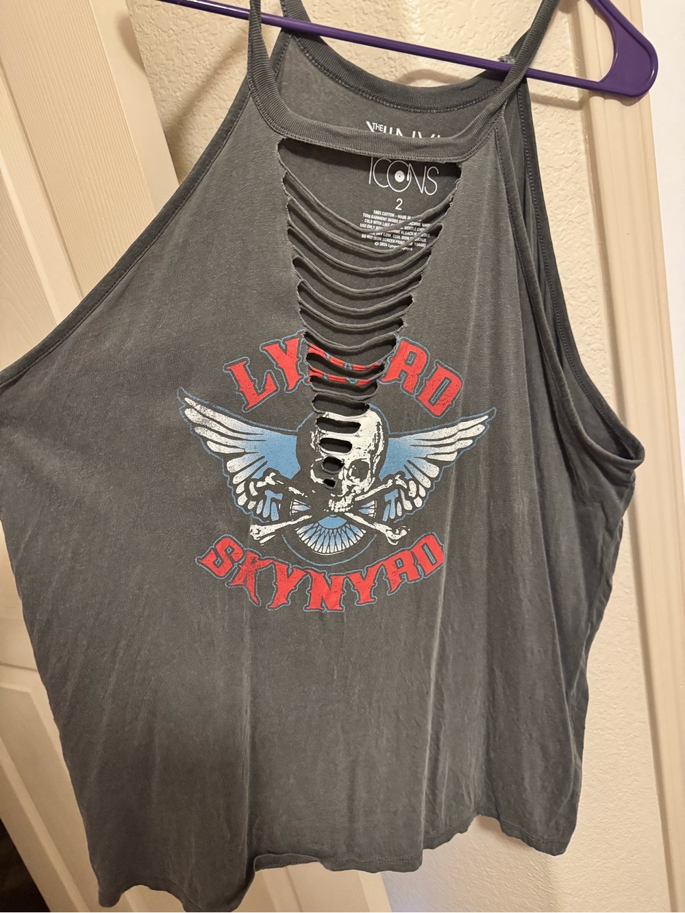 ICON Gray Lynyrd Skynyrd Distressed Graphic Tank